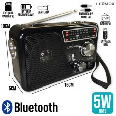 Caixa de Som Bluetooth Retrô LES-1780 Lehmox - Preta